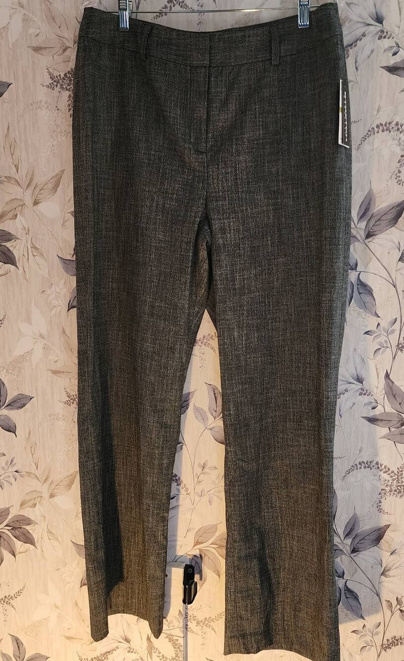 Rafaella Stretch Women's Heathered Black Gray Straight Leg Slacks Plus 14 New